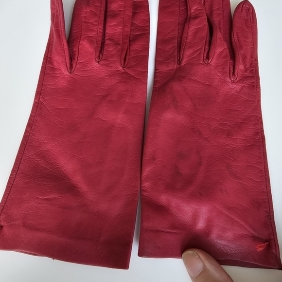 Vintage red leather gloves by Sermoneta, made in Italy - Picture 4 of 10